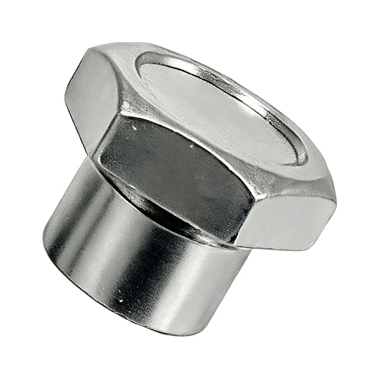 Écrou de couplage hexagonal en acier avec bride pour fixation filetée industrielle